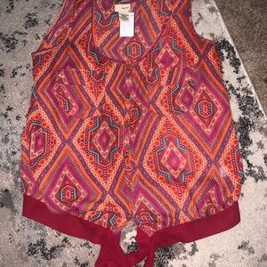 Daytrip Pink & Orange Geometric Tie-Hem Camisole